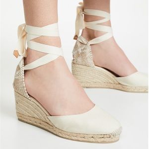 Castaner Carina Wedge Espadrilles lace up ivory size 38
